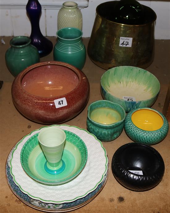 Mostly Bretby pottery, 2 floats etc